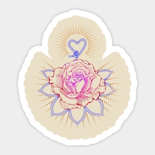 Flower Heart colorful tattoo art style Sticker